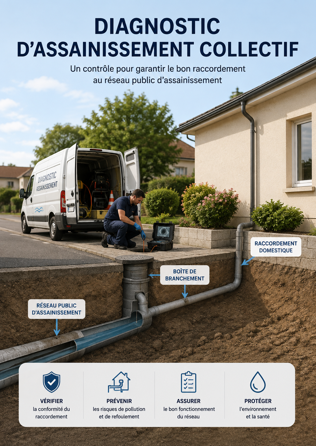 ALTITUDE DIAGNOSTICS - Illustration diagnostic raccordement du logement au reseau public de collecte des eaux usées 2